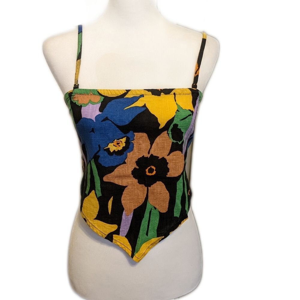 Roxy juniors' Iconic Place floral print, spaghetti strap tank top crop top XS
